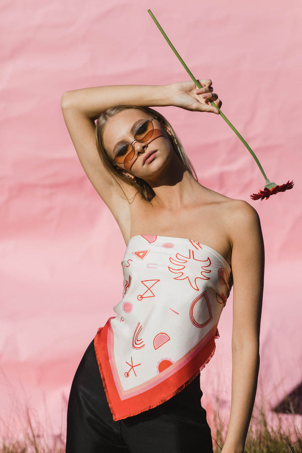 THE ISLAND SILK SCARF TOP - WHITE