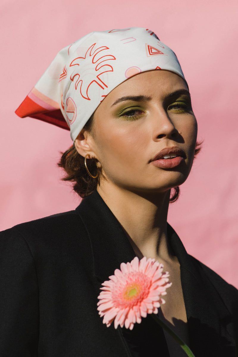 THE ISLAND COTTON SILK BANDANA - WHITE.