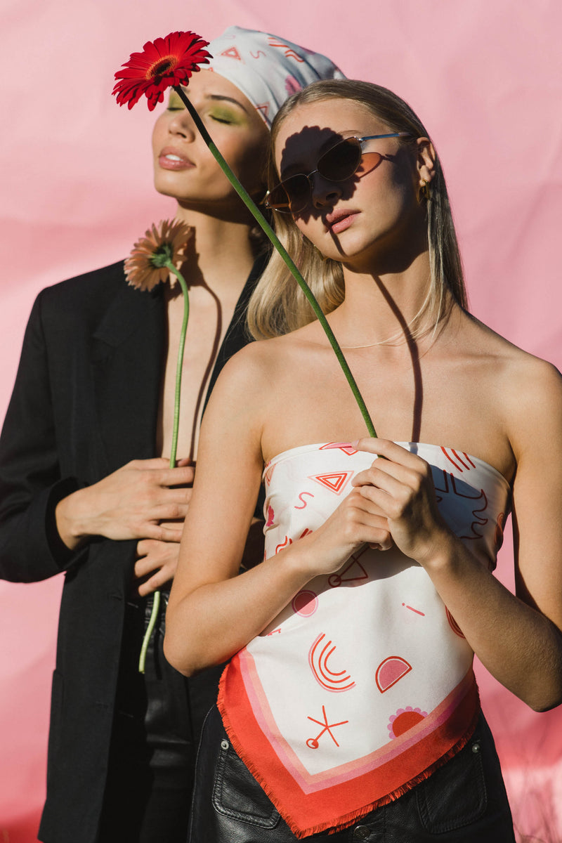 THE ISLAND SILK SCARF TOP - WHITE